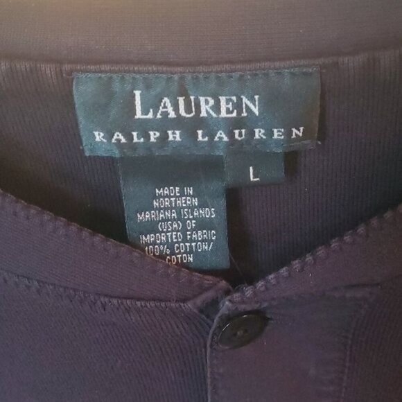 Lauren Ralph Lauren 3 Button Pullover Heavier Cotton Mid Slv Sz. L Top - Picture 2 of 12